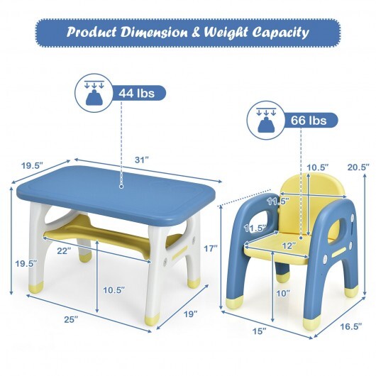 Kids Activity Table and Chair Set with Montessori Toys for Preschool and Kindergarten-Blue