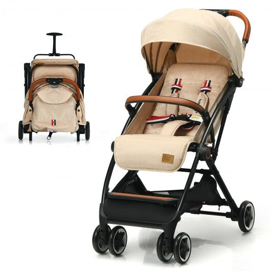 Lightweight Aluminium Frame Baby Stroller with Net-Beige - Color: Beige