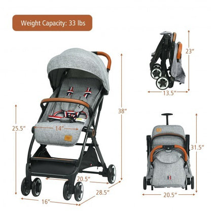 Lightweight Aluminium Frame Baby Stroller with Net-Gray - Color: Gray