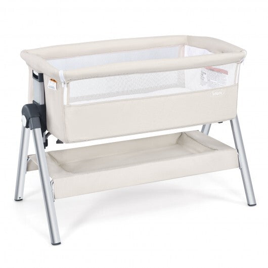 Portable Baby Bedside Sleeper with Adjustable Heights and Angle-Gray