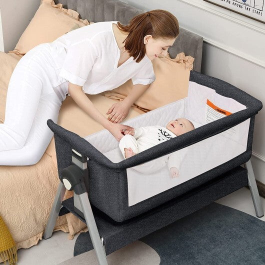 Portable Baby Bedside Sleeper with Adjustable Heights and Angle-Gray - Color: Gray