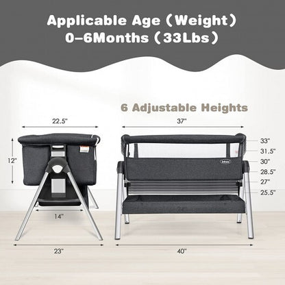 Portable Baby Bedside Sleeper with Adjustable Heights and Angle-Gray - Color: Gray