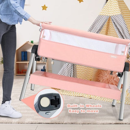 Portable Baby Bedside Sleeper with Adjustable Heights and Angle-Pink - Color: Pink