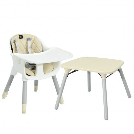 4-in-1 Baby Convertible Toddler Table Chair Set with PU Cushion-Gray