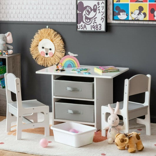 Wooden Kids Table and Chairs with Storage Baskets Puzzle