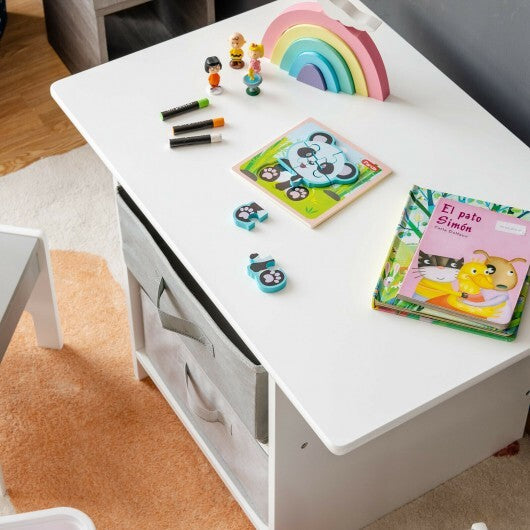 Wooden Kids Table and Chairs with Storage Baskets Puzzle