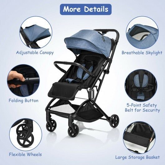 Foldable Lightweight Baby Travel Stroller for Airplane-Gray