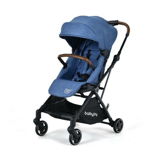 2-in-1 Convertible Aluminum Baby Stroller with Adjustable Canopy-Blue