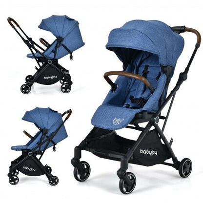 2-in-1 Convertible Aluminum Baby Stroller with Adjustable Canopy-Blue - Color: Blue