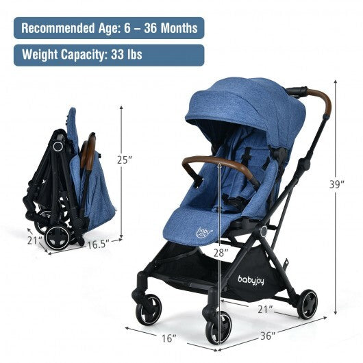 2-in-1 Convertible Aluminum Baby Stroller with Adjustable Canopy-Blue - Color: Blue