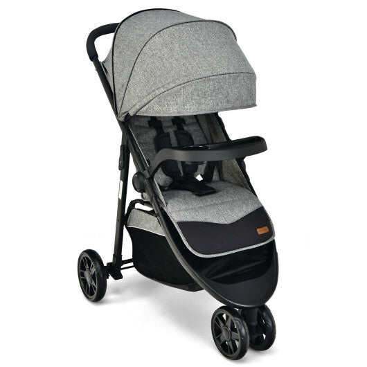 Baby Jogging Stroller with Adjustable Canopy for Newborn-Gray - Color: Gray