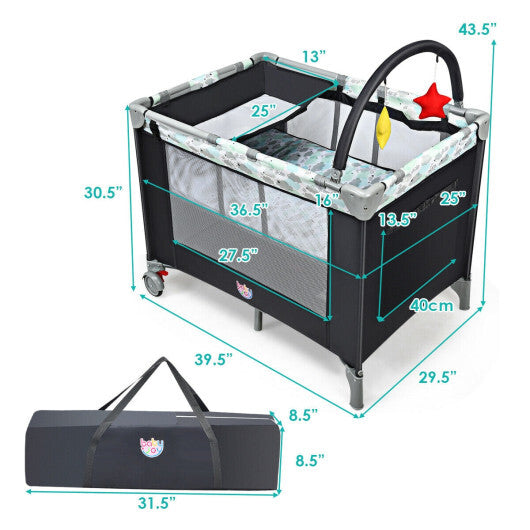 Portable Baby Playard Playpen Nursery Center with Changing Station