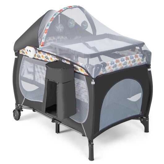 4 in 1 Portable Baby Nursery Center with Net and Music Box-Multicolor