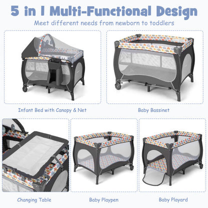 4 in 1 Portable Baby Nursery Center with Net and Music Box-Multicolor