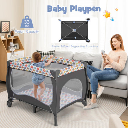 4 in 1 Portable Baby Nursery Center with Net and Music Box-Multicolor