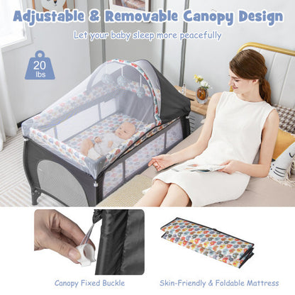 4 in 1 Portable Baby Nursery Center with Net and Music Box-Multicolor