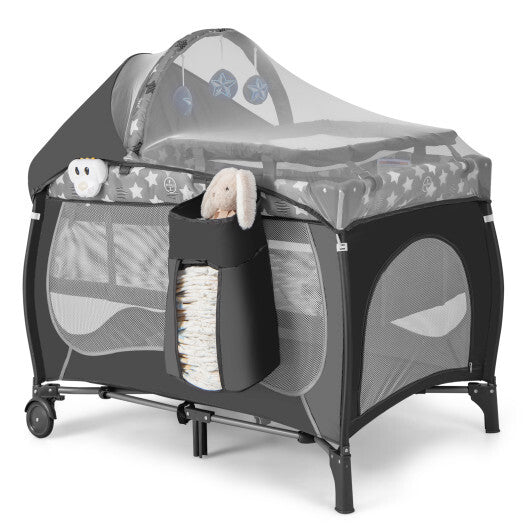 4 in 1 Portable Baby Nursery Center with Net and Music Box-Multicolor