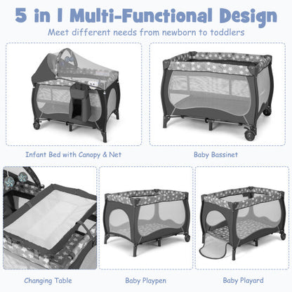 4 in 1 Portable Baby Nursery Center with Net and Music Box-Multicolor