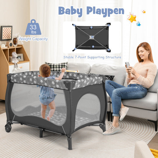 4 in 1 Portable Baby Nursery Center with Net and Music Box-Multicolor