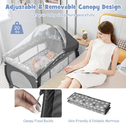 4 in 1 Portable Baby Nursery Center with Net and Music Box-Multicolor