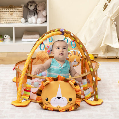 4-in-1 Baby Play Gym with Soft Padding Mat and Arch Design - Color: Yellow