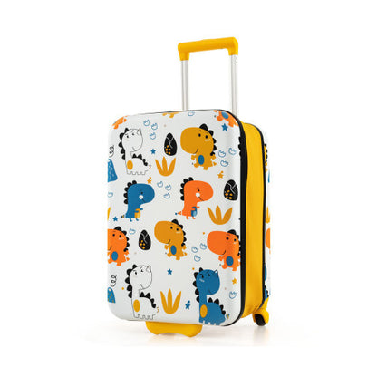 20 Inch Kids Rolling Luggage Foldable Hardshell Carry-on Suitcase on Wheels-Yellow - Color: Yellow