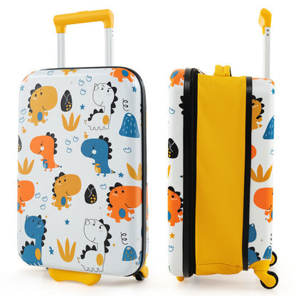 20 Inch Kids Rolling Luggage Foldable Hardshell Carry-on Suitcase on Wheels-Yellow - Color: Yellow