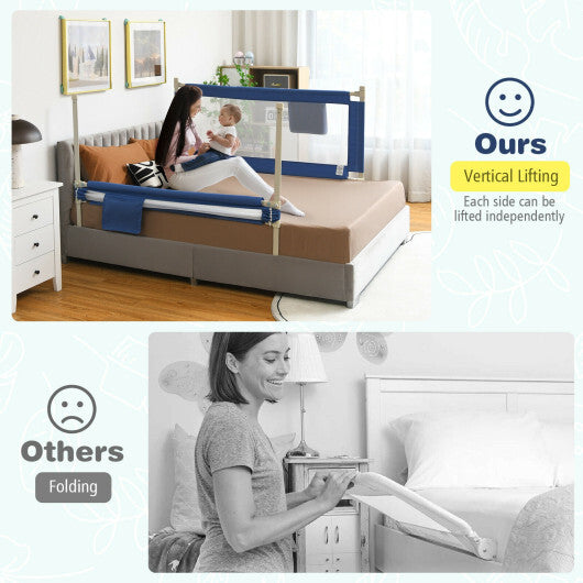 57 Inch Toddlers Vertical Lifting Baby Bed Rail Guard with Lock-Blue - Color: Blue