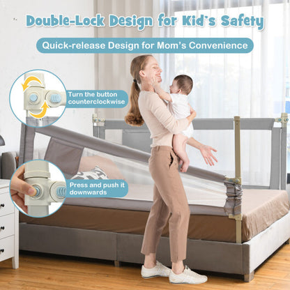 76.8  Inch Baby Bed Rail with Double Safety Child Lock-Gray