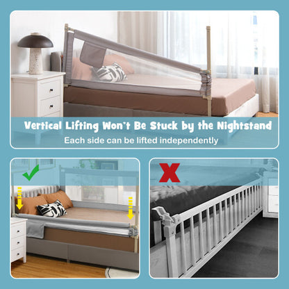 76.8  Inch Baby Bed Rail with Double Safety Child Lock-Gray