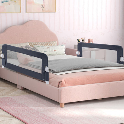 Foldable Bed Rail Swing Down Baby Bed Guard Rail-Gray - Color: Gray