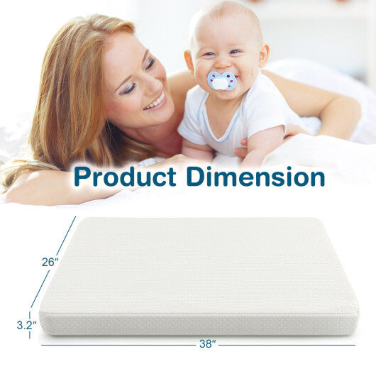 38 x 26 Inch Dual Sided Pack and Play Baby Mattress Pad with Removable Washable Cover-White - Color: White