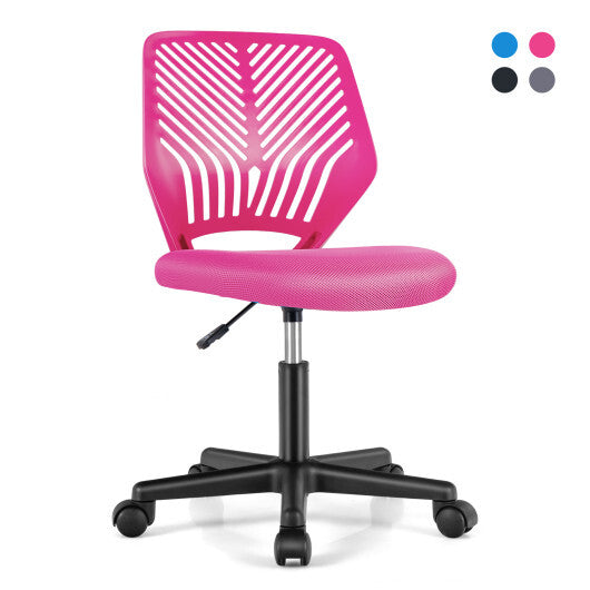 Height-adjustable Ergonomic Kids Desk Chair with Universal Casters-Pink - Color: Pink