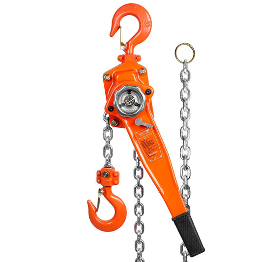 VEVOR Manual Lever Chain Hoist, 1-1/2 Ton 3300 lbs Capacity 10 FT Come Along, G80 Galvanized Carbon Steel with Weston Double-Pawl Brake,Auto Chain Leading & 360? Rotation Hook, for Garage Factory Dock