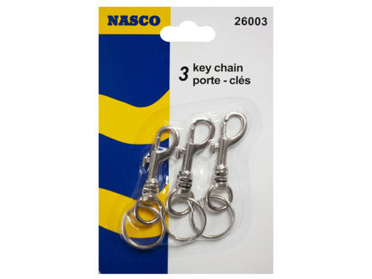 3 pk snap clip key chain set ( Case of 24 )