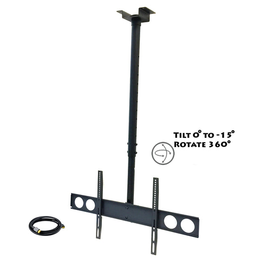 MegaMounts Heavy Duty Tilting Ceiling Televeision Mount for 37" to 70" LCD, LED and Plasma Televisions with HDMI Cable