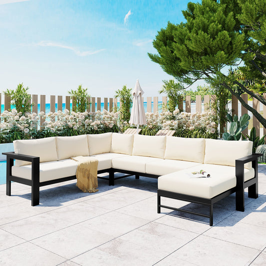 U-shaped multi-person outdoor sofa set, suitable for gardens, backyards, and balconies.