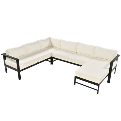 U-shaped multi-person outdoor sofa set, suitable for gardens, backyards, and balconies.