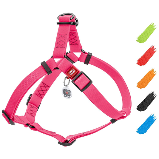 Waterproof Dog Harness Adjustable for Small Dogs Heavy Duty Harness with Durable Metal Clasp Pink Color 16-22 inch S Size)
