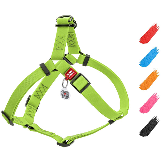 Waterproof Dog Harness Adjustable for Small Dogs Heavy Duty Dog Harness with Durable Metal Clasp and QR Dog Tag Green Small Size 16 -22 inch