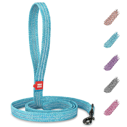 Blue Recycled Cotton Dog Leash 6 Ft Eco Friendly Collar for Small Dogs Reflective Dog Leash