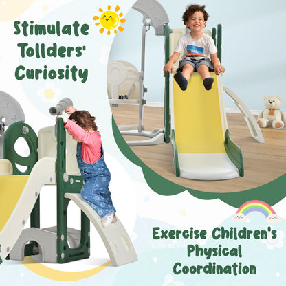 Toddler Slide and Swing Set 5 in 1, Kids Playground Climber Slide Playset with Telescope, Freestanding Combination for Babies Indoor & Outdoor