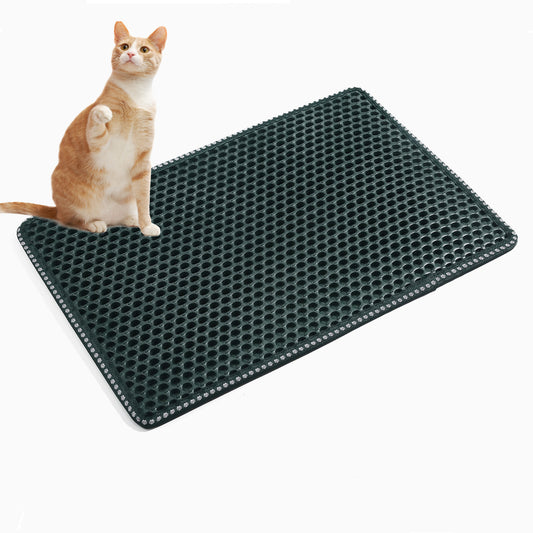 Cat Litter Mat, Kitty Litter Trapping Mat, Double Layer Mats with MiLi Shape Scratching design, Urine Waterproof, Easy Clean, Scatter Control 21" x 14" Greensame as JYD-GT-MSD-GREEN