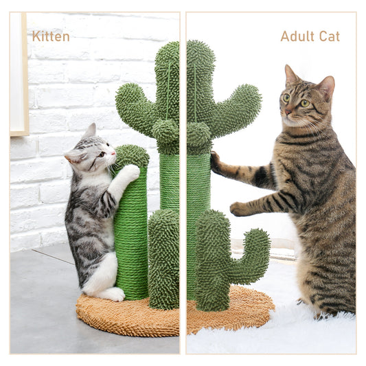 Cat Scratching Post Cactus Cat Scratcher Featuring with 3 Scratching Poles and Interactive Dangling Ball(Unable to ship on weekends, please be careful when placing orders )