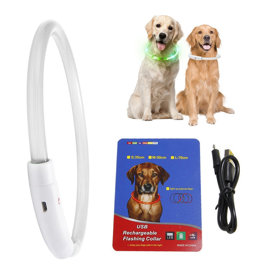 USB Rechargeable LED Dog Collar Multi-Color Lighting Dog Safety Collar Cuttable Length Glow Dog Collar For Small Medium Large Dog Night Walking