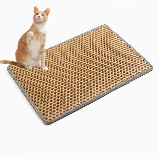 Cat Litter Mat, Kitty Litter Trapping Mat, Double Layer Mats with MiLi Shape Scratching design, Urine Waterproof, Easy Clean, Scatter Control 21" x 14" Yellow same as JYD-GT-MSD-YELLOW