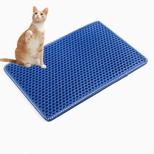 Cat Litter Mat, Kitty Litter Trapping Mat, Double Layer Mats with MiLi Shape Scratching design, Urine Waterproof, Easy Clean, Scatter Control 21" x 14" Bluesame as JYD-GT-MSD-BLUE
