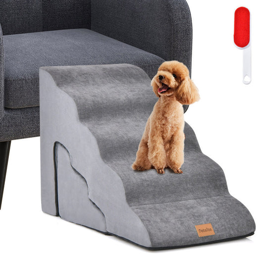 22 Inches and 11 Inches Foam Pet Stairs Set with 5-Tier and 3-Tier Dog Ramps