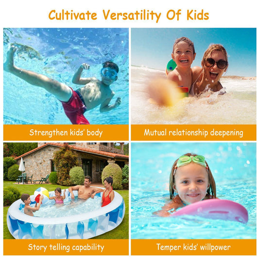 90?60?20In Inflatable Swimming Pool Blow Up Family Pool For Kids Foldable Swim Ball Pool Center