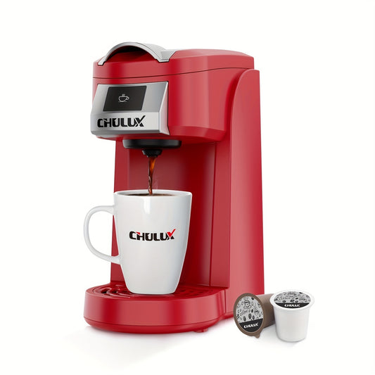 CHULUX Single Serve Coffee Maker Red KCUP Pod Coffee Brewer, Upgrade Single Cup Coffee Machine Fast Brewing, All in One Coffee Maker for K CUP Ground Coffee Tea, Mini Coffee Machine Brew in Minutes